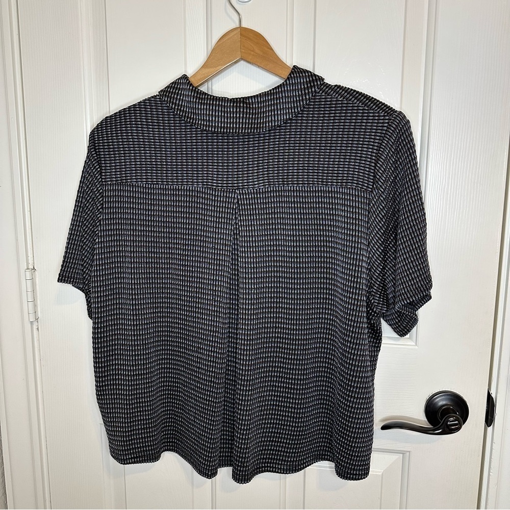 VTG Double D Ranch Black Blue Brown Patterened Sleeky Button Up Blouse Sz S Boho - Picture 4 of 7